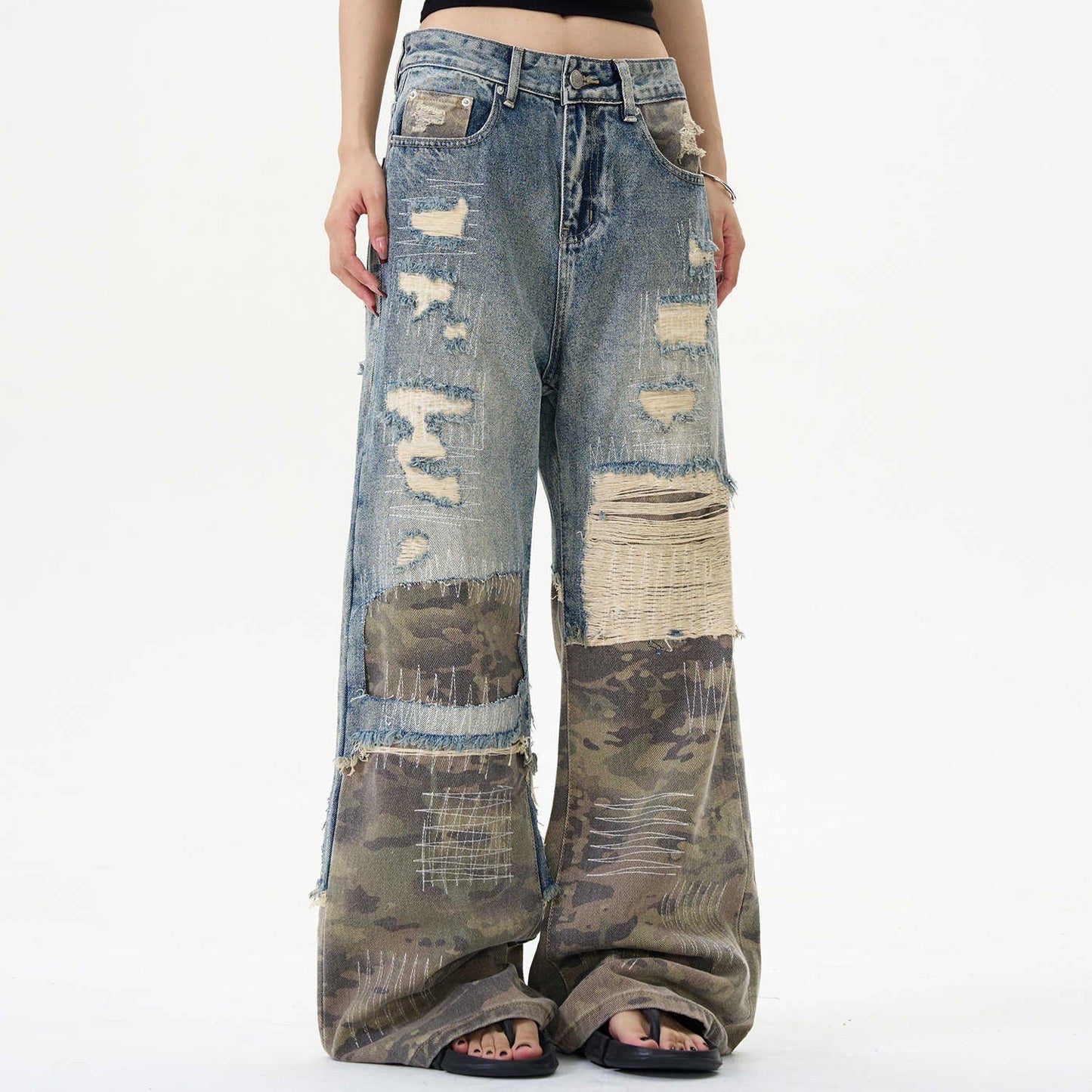 Camouflage Ripped Jeans