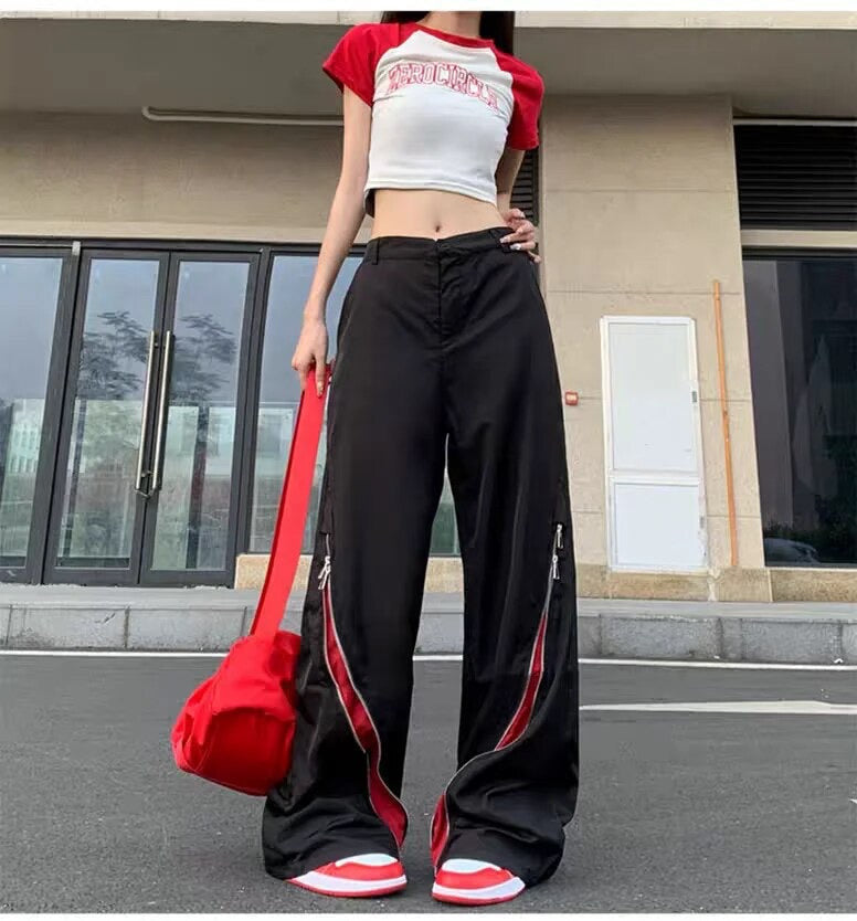 Red Zip Tactical Pants